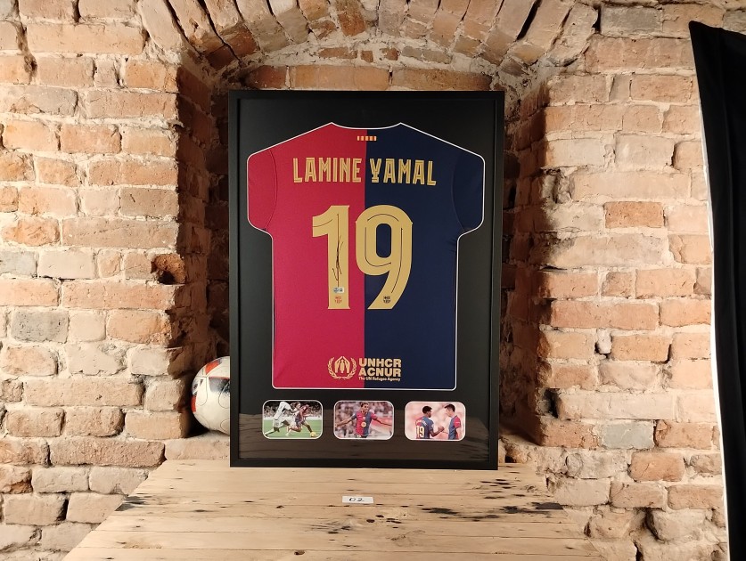 Yamal's FC Barcelona Signed and Framed Shirt