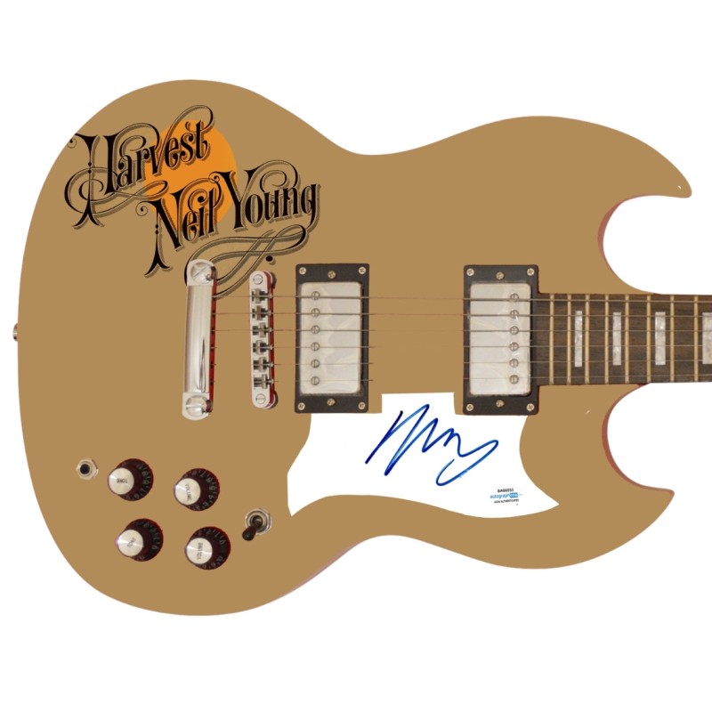 Chitarra grafica personalizzata firmata Neil Young