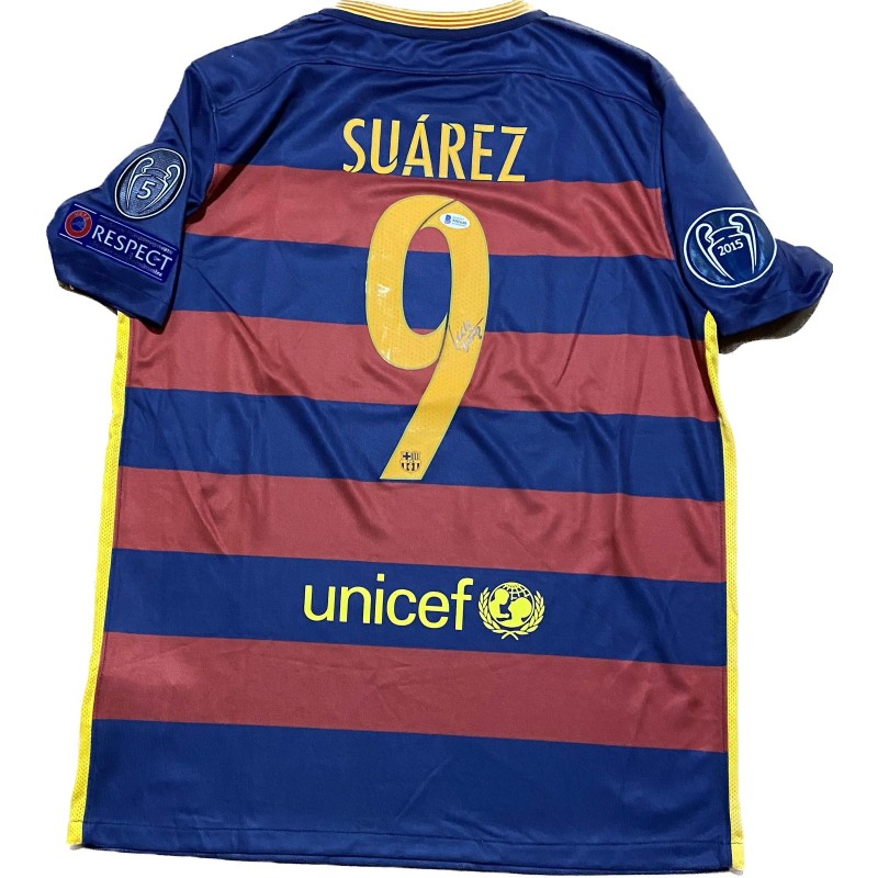 Luis Suarez's Barcelona 2015/16 Signed Replica Shirt