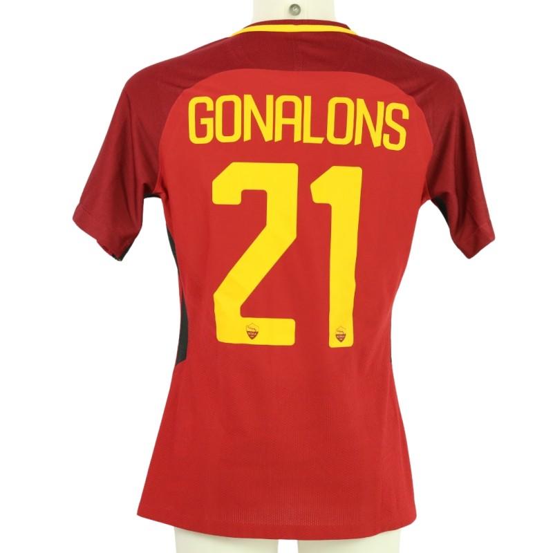 Gonalons' Roma Match-Issued Shirt, 2017/18