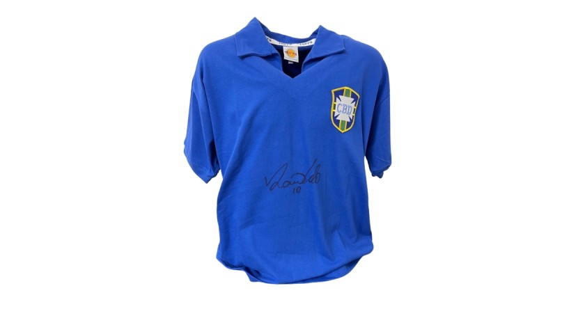 Brazil Retro Shirt - Signed by Ronaldo - CharityStars