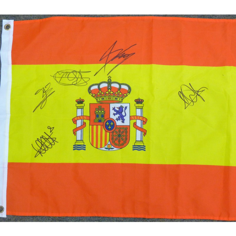 Bandiera della Spagna firmata dai piloti spagnoli della MotoGP 2014