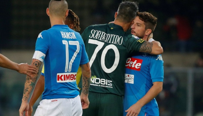 Sorrentino's Match-Worn 2017 Chievo-Napoli Gloves, #InCampoConSte