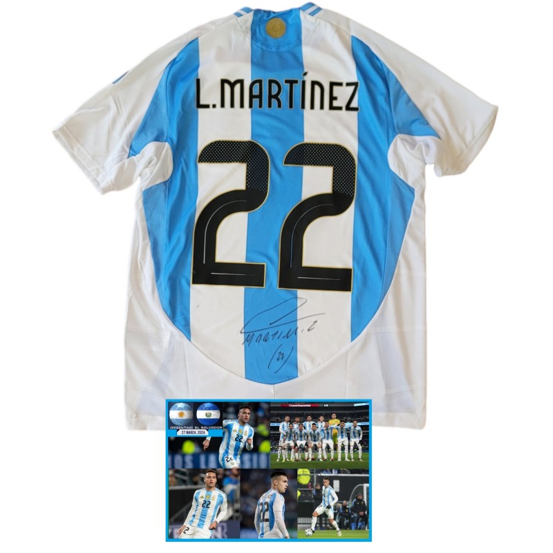 Lautaro's Signed Match Shirt, Argentina vs El Salvador 2024