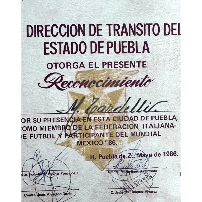 Official Visa, FIFA World Cup 1986 - Issued to Marco Tardelli