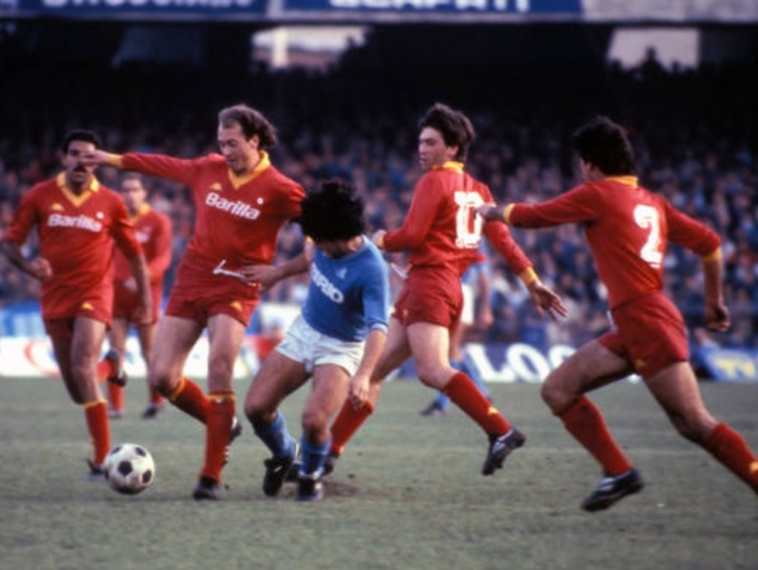 Pantaloncini ufficiali Roma, 1989/90 - Autografati da Ancelotti, Conti e Graziani