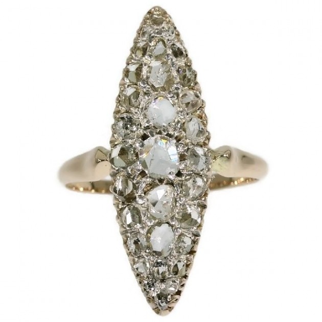 Antique Rose Cut Diamond Marquise-Shaped Ring