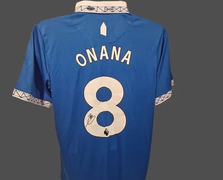 Maglia dell'Everton 2023/24 di Amadou Onana firmata e incorniciata