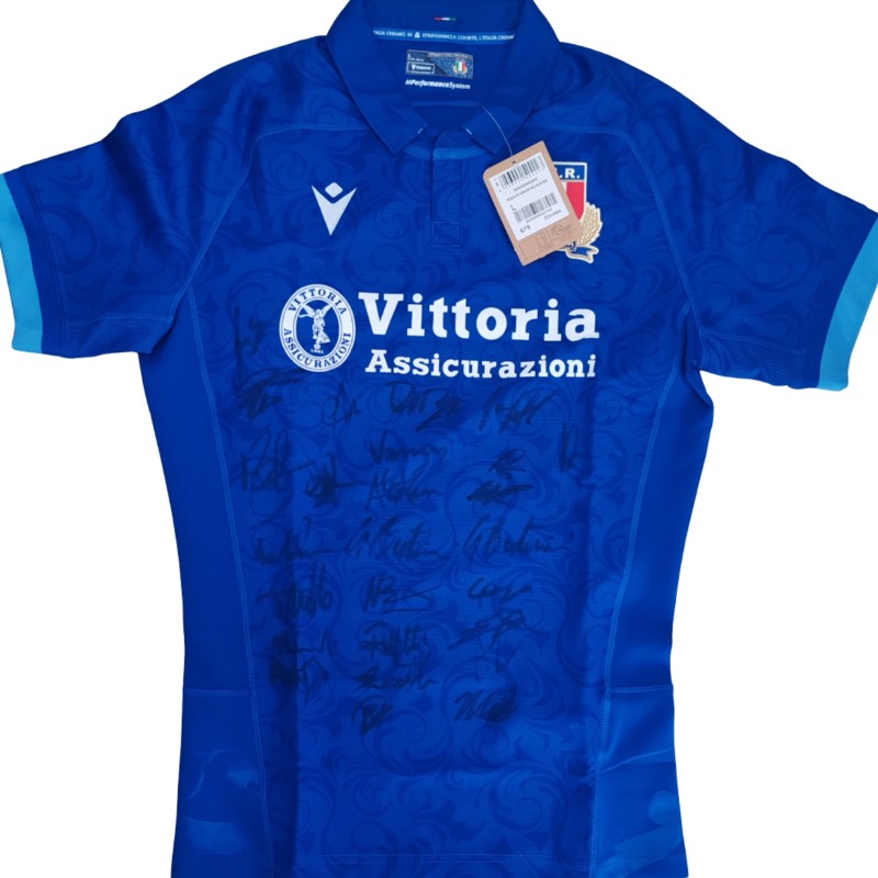 Italian National Rugby Team's Match-Issued Shirt - Signed by the Players