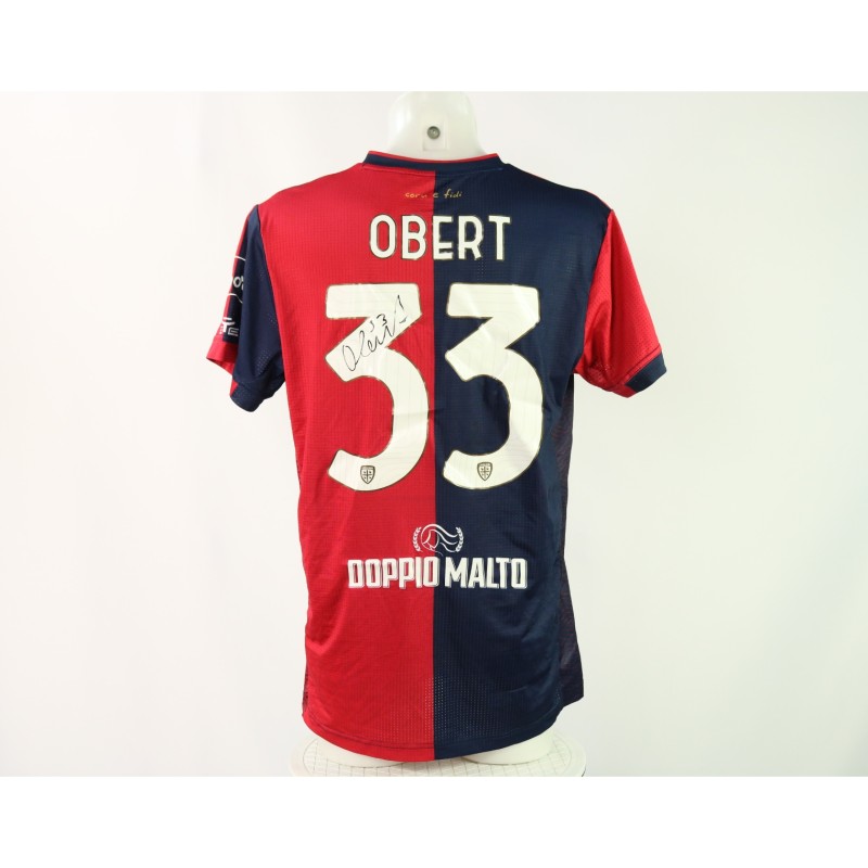 Obert's Signed Unwashed Shirt, Cagliari vs Bologna 2024