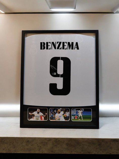 Maglia del Real Madrid firmata e incorniciata di Benzema