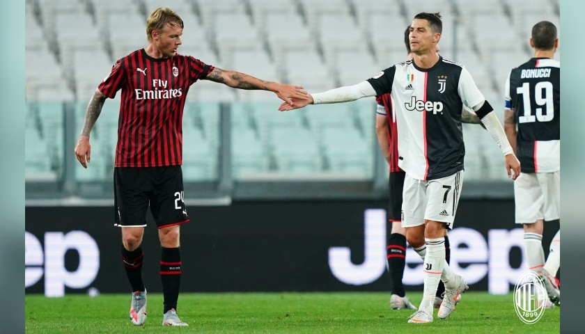 Kjaer's Worn Shirt,  Juventus-Milan - "Andrà Tutto Bene"