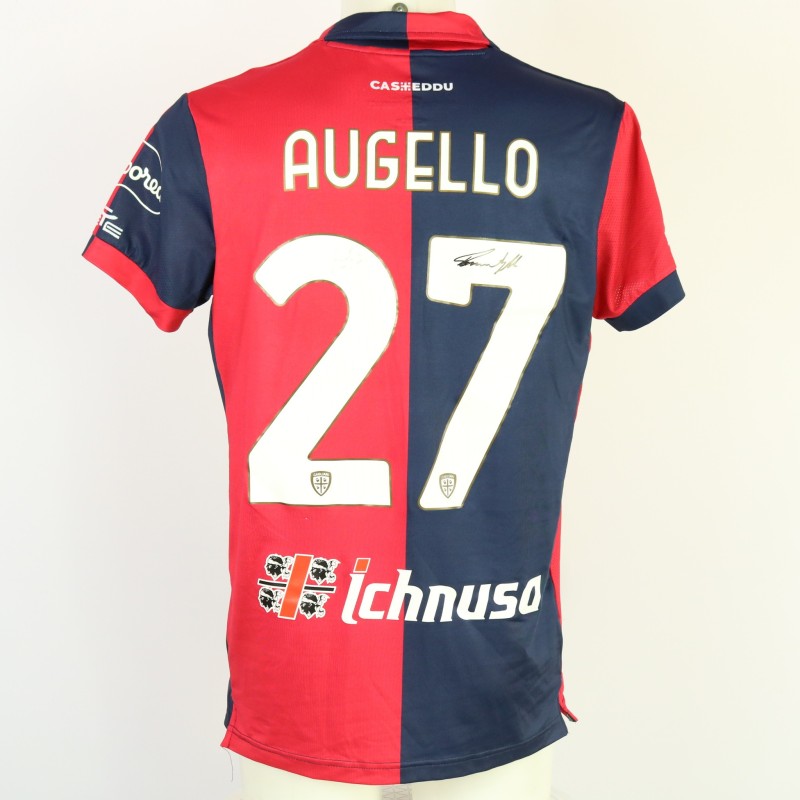 Augello's Unwashed Signed Shirt, Cagliari vs Hellas Verona 2024 "Keep Racism Out"