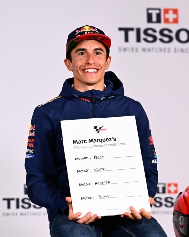 Marc Márquez's Signed 2023 World Champion Predictions Board from the First Official Press Conference of the 2023 MotoGP™ Season