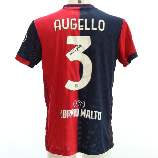 Augello's Signed Unwashed Shirt, Cagliari vs Roma 2024