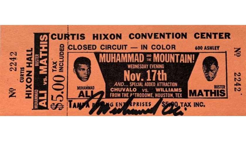 Muhammad Ali Signed Fight Ticket, 1971 