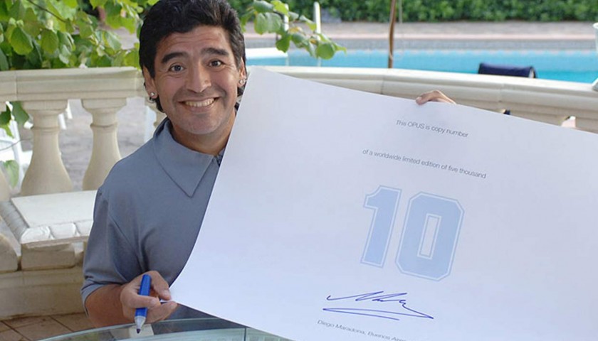 Stampa d'arte autografata da Diego Maradona