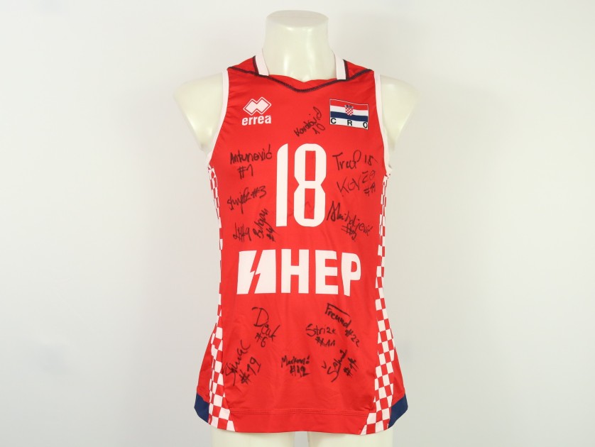 Croatia Women's National Team - athlete Vukasovic -Jersey at the European Championships 2023 - autographed by the team