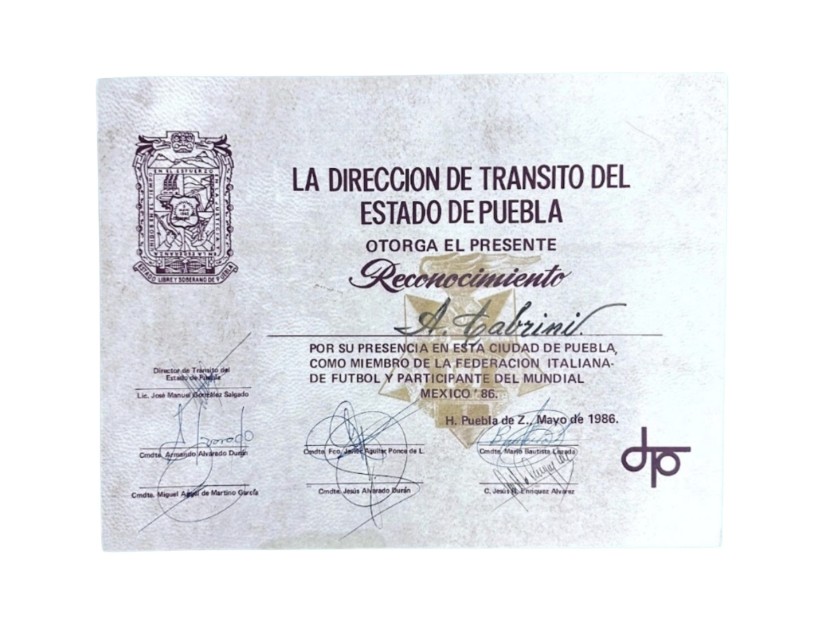 Official Visa, FIFA World Cup 1986 - Issued to Antonio Cabrini