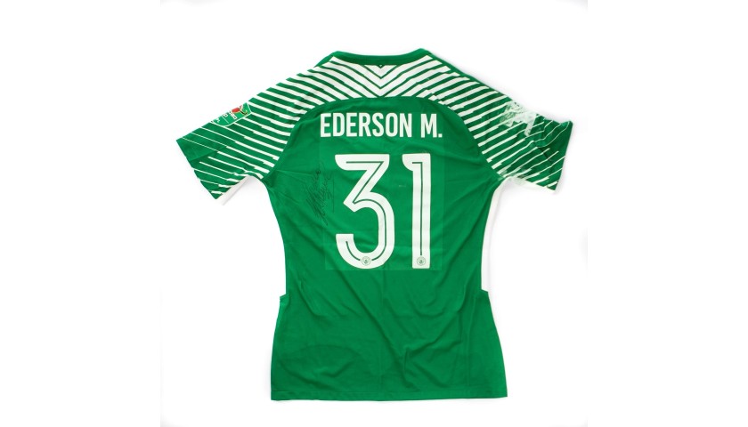 Manchester City Carabao Cup 2018 Final Match Worn Cup Shirt signed by Ederson