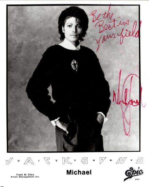 Michael Jackson Signed Photo Display