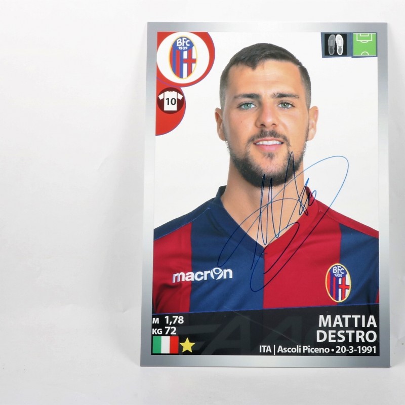 Mattia Destro, Limited Edition Box and Signed Panini Maxi Sticker