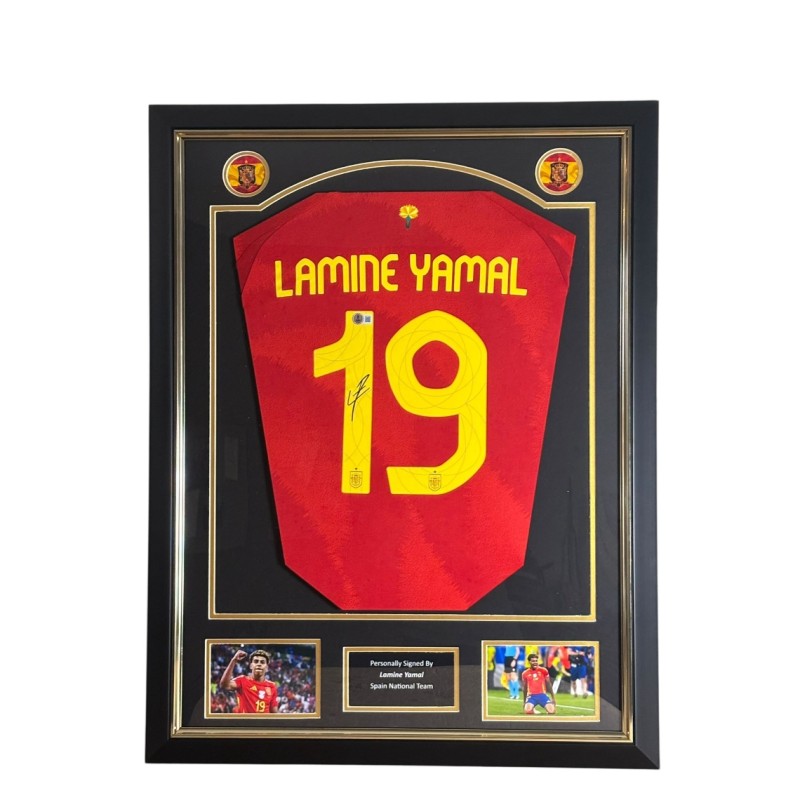 Lamine Yamal's Spain Signed and Framed Shirt