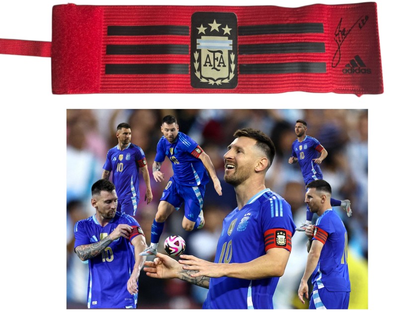 R - Messi's Argentina Signed Customized Captain's Armband, 2024