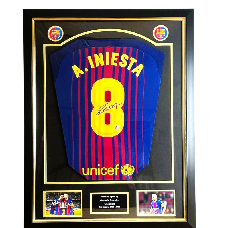 Andrés Iniesta’s FC Barcelona 2017/18 Signed and Framed Official Shirt