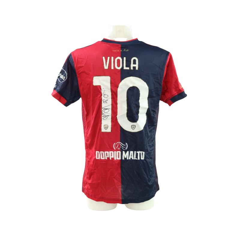 Maglia Viola Unwashed, Cagliari vs Lecce 2025 - Autografata