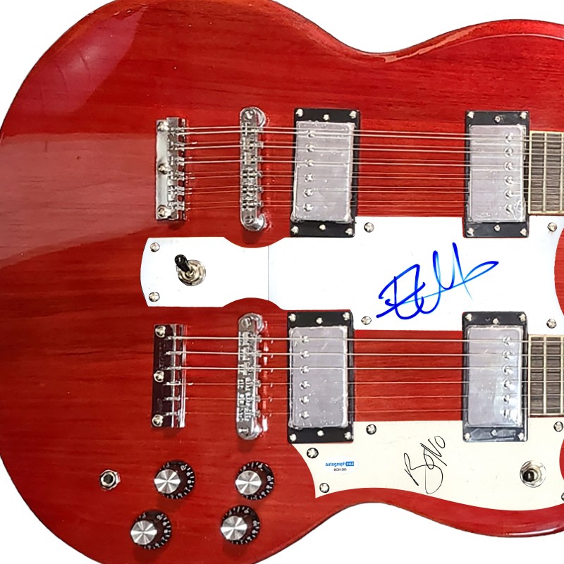 Jimmy Page and Robert Plant of Led Zeppelin Signed Double Neck SG 