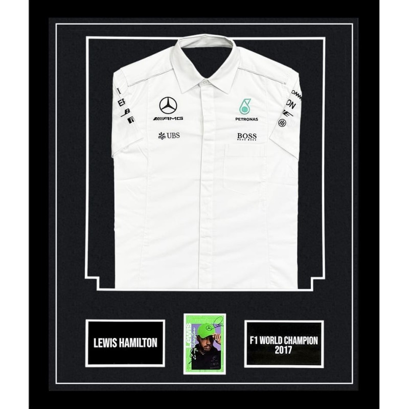 Maglia incorniciata firmata da Lewis Hamilton