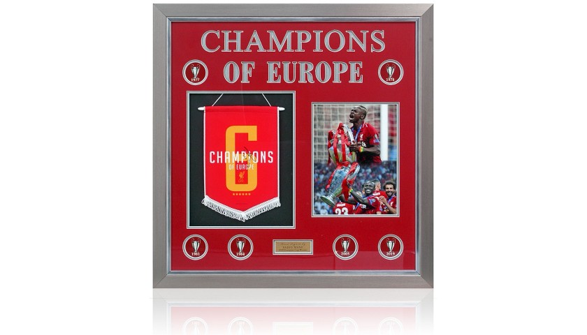 Liverpool Pennant Champions League Winners 2019 Hand Signed By Sadio Mane