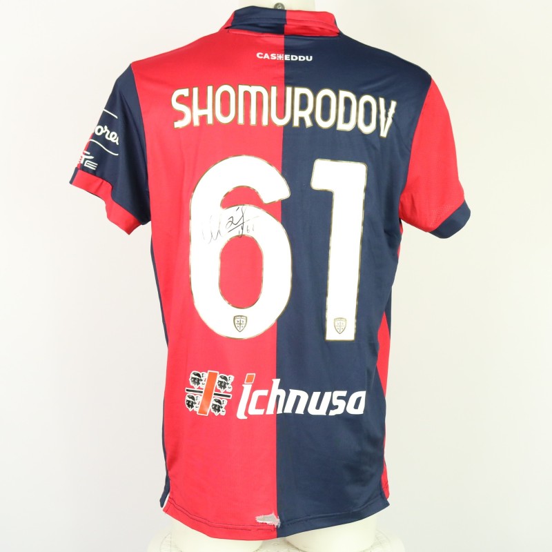 Shomurodov's Unwashed Signed Shirt, Cagliari vs Hellas Verona 2024 "Keep Racism Out"