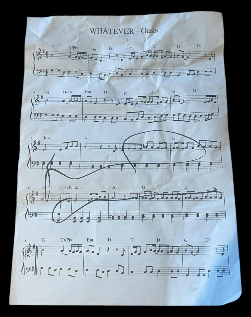 Noel Gallagher of Oasis Signed Whatever Sheet Music