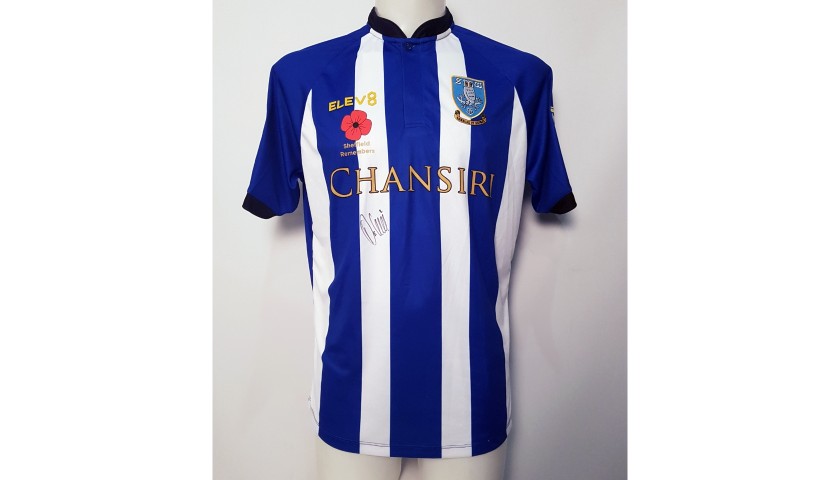 Liam Palmer's Sheffield Wednesday Worn and Signed Poppy Home Shirt