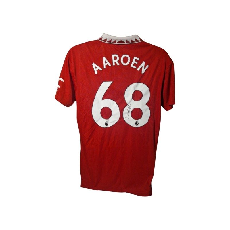 Isak Hansen-Aaroen Signed Manchester United 2022-23 Home Football Shirt