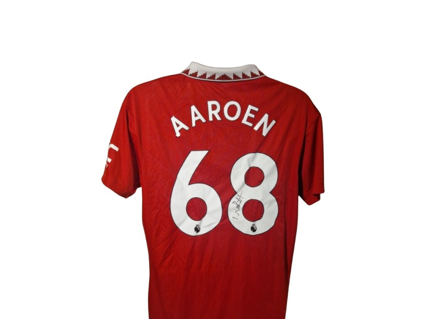 Isak Hansen-Aaroen Signed Manchester United 2022-23 Home Football Shirt