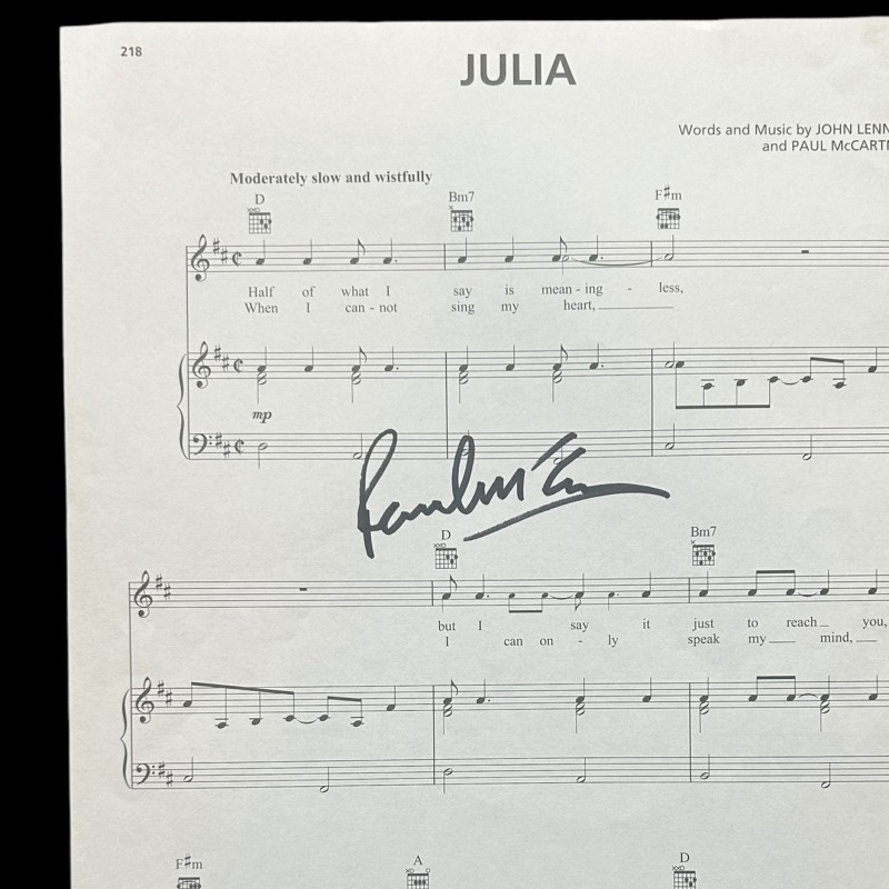 Paul McCartney of The Beatles Signed Julia Sheet Music