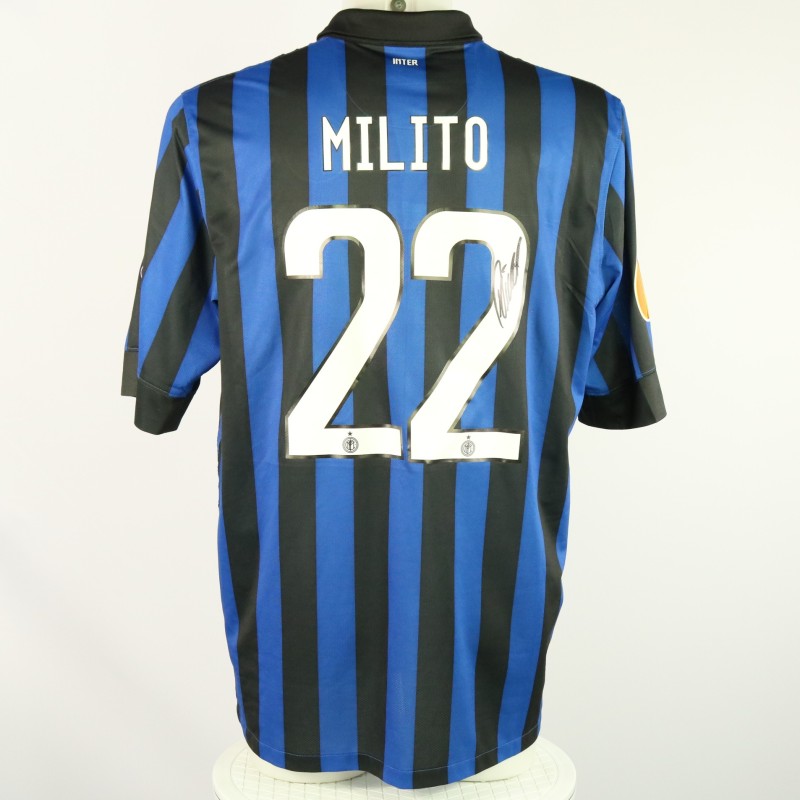 Milito Official Inter Milan Signed Shirt, 2011/12