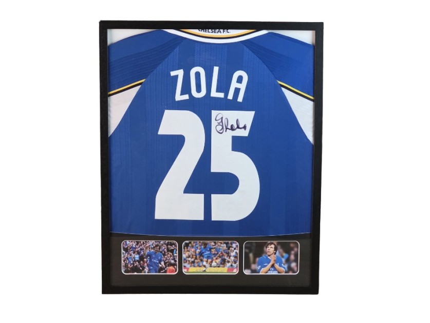 Maglia Gianfranco Zola Chelsea, finale ECWC 1998 - Autografata e incorniciata