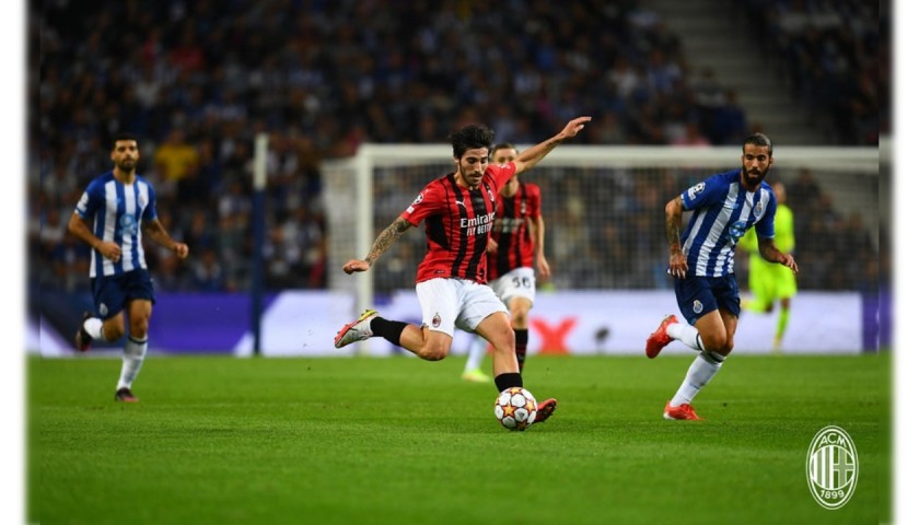 Tonali's Worn and Signed Shirt, Porto-AC Milan 2021 