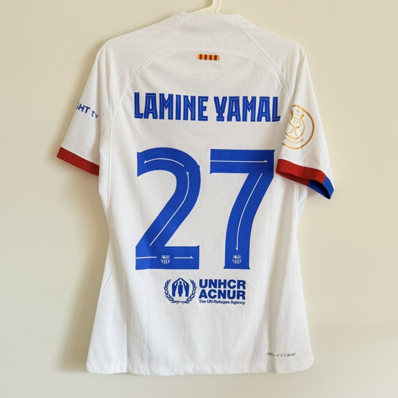 Yamal's FC Barcelona 2023/24 Supercopa Match-Issued Away Shirt