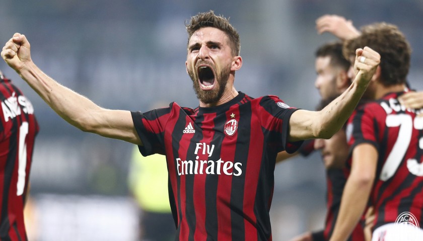 Borini's Match-Worn Milan-Inter Shirt with Special Patch