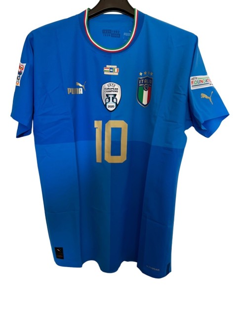 PUMA RASPADORI 18 シャツ 2021/2022 Raspadori Match Shirt, Hungary vs Italy 2022 - CharityStars