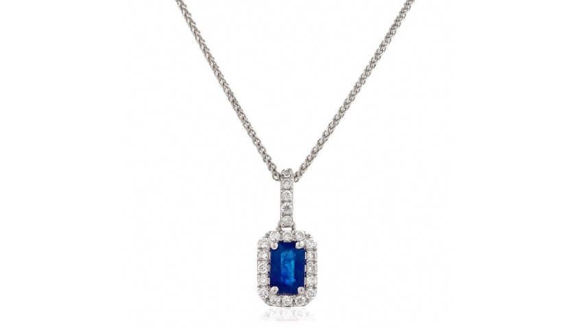 Blue Sapphire & Diamond Pendant 