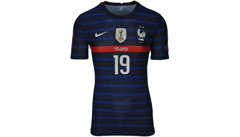 Nike France Karmin Benzema Away Jersey w/ World Cup Champion & World Cup 2022 Patches 22/23 (White) Size L