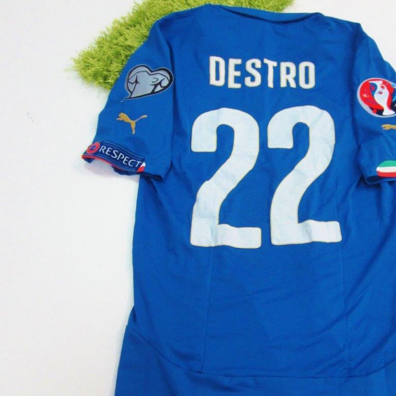 Destro Italy match issued/worn shirt, EURO 2016 Qualifications