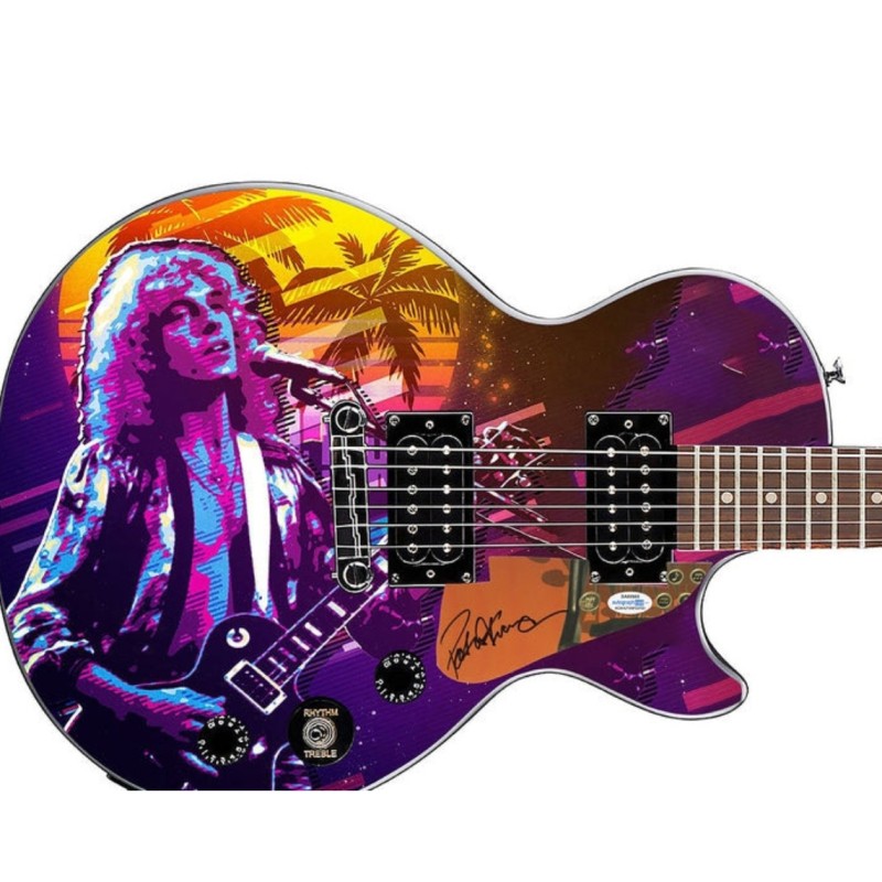 Peter Frampton Signed Pickguard on a Custom Epiphone Les Paul Guitar