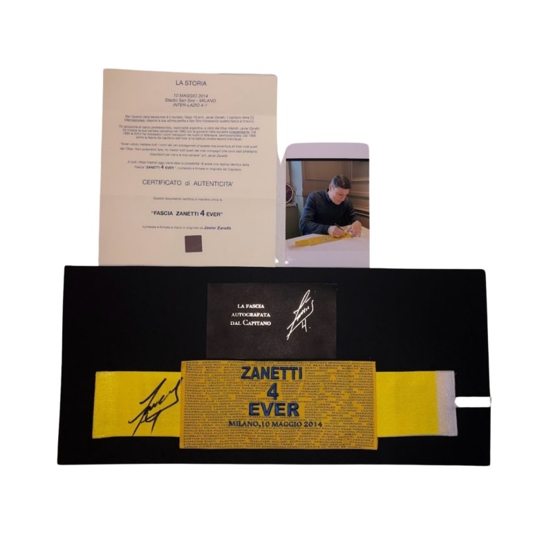 "Zanetti 4 Ever" Framed Captain's Armband - Signed by Javier Zanetti